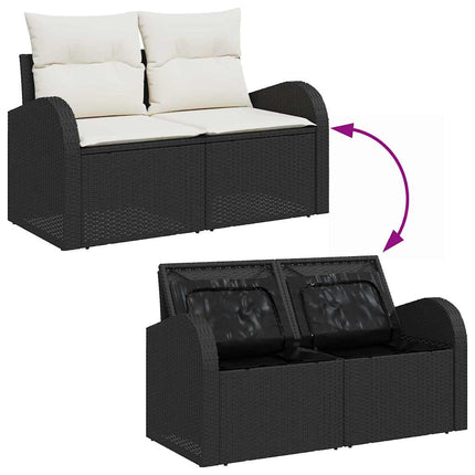 Havesofa Sæt 6 stk. 5-Antal sæder Sort og Cream polyrattan