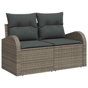 Havesofa Sæt med opbevaring med pude 6 pcs Grå polyrattan