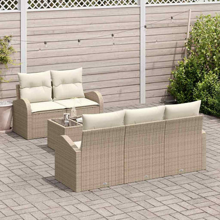 Havesofa Sæt 6 stk. 5-Antal sæder Beige og creme polyrattan