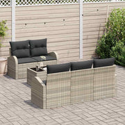 Havesofa Sæt med pude med opbevaring 6 pcs Lysegrå og mørkegrå