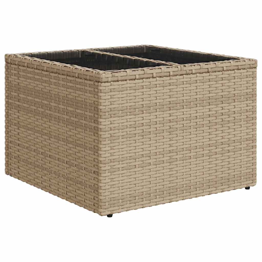 Havesofa Sæt 7 pcs Beige og creme Polyrattan og stål og glas