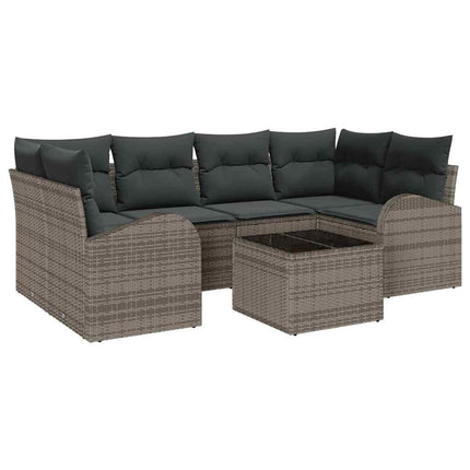 Havesofa Sæt 7 stk. 6-Antal sæder Grå polyrattan