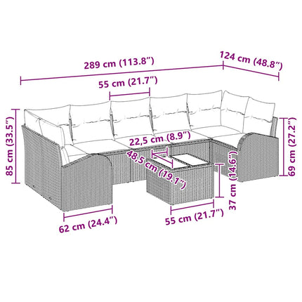 Havesofa Sæt 8 stk. 7-Antal sæder Brun og Creme polyrattan