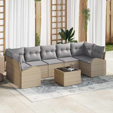 Havesofa Sæt 8 stk. 7-Antal sæder Beige og grå polyrattan