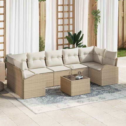 Havesofa Sæt 8 stk. 7-Antal sæder Beige og creme polyrattan