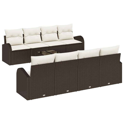 Havesofa Sæt 9 stk. 8-Antal sæder Brun og Creme polyrattan