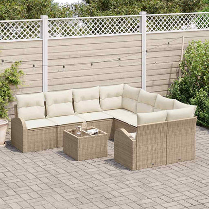 Sofa Sæt 9 stk. 8-Antal sæder Beige og creme polyrattan