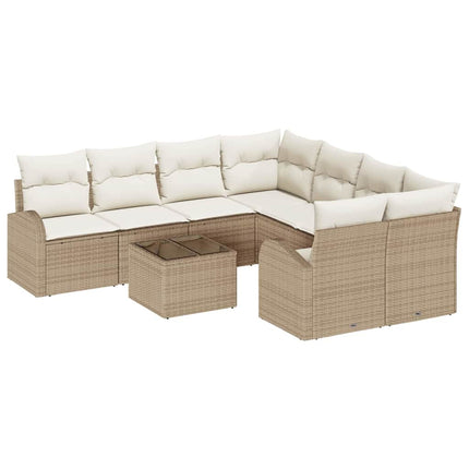 Sofa Sæt 9 stk. 8-Antal sæder Beige og creme polyrattan