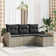 Sofa Sæt med pude med opbevaring 4 pcs Lysegrå polyrattan
