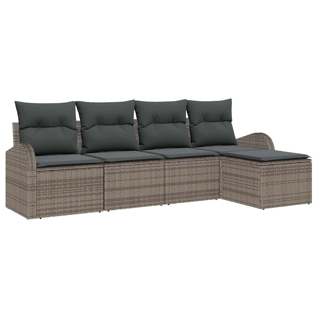 Sofa Sæt med pude med opbevaring 5 pcs Grå polyrattan