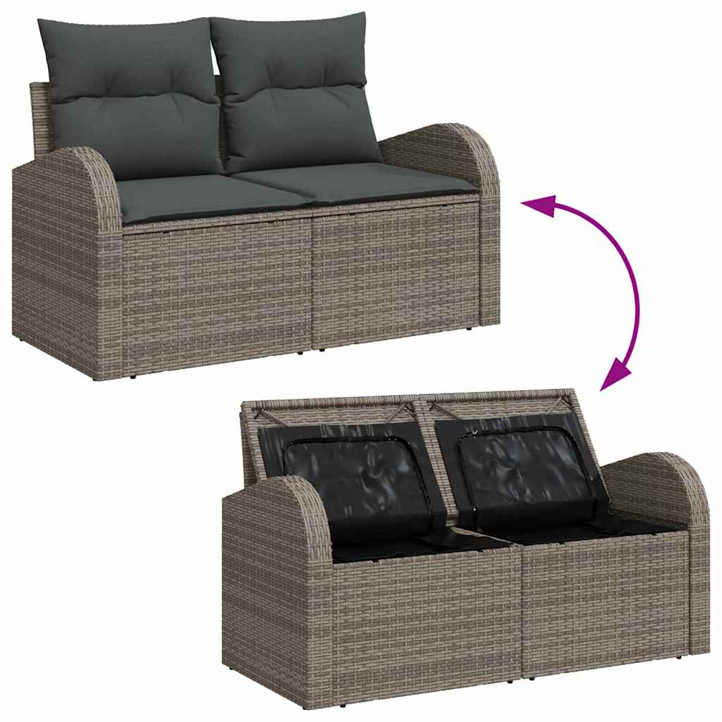 Sofa Sæt med pude med opbevaring 5 pcs Grå polyrattan