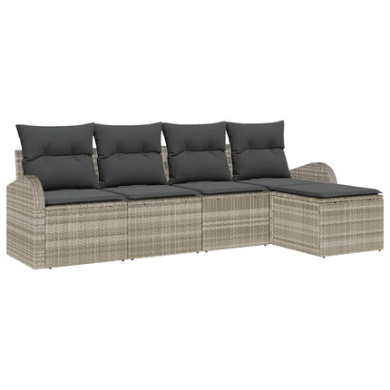 Sofa Sæt 5 stk. Lysegrå polyrattan