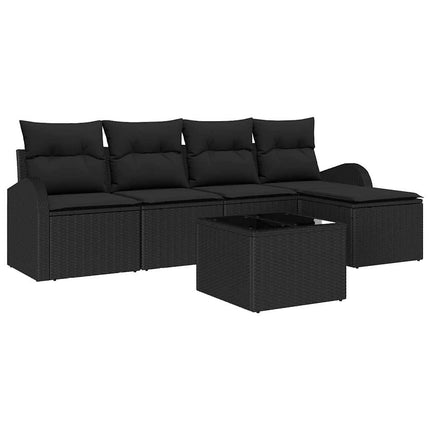 Sofa Sæt 6 stk. Sort polyrattan