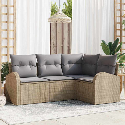 Havesofa Sæt 4 stk. Beige og lys grå polyrattan