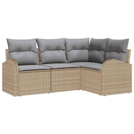 Havesofa Sæt 4 stk. Beige og lys grå polyrattan