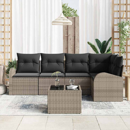 Havesofa Sæt 6 stk. Grå polyrattan