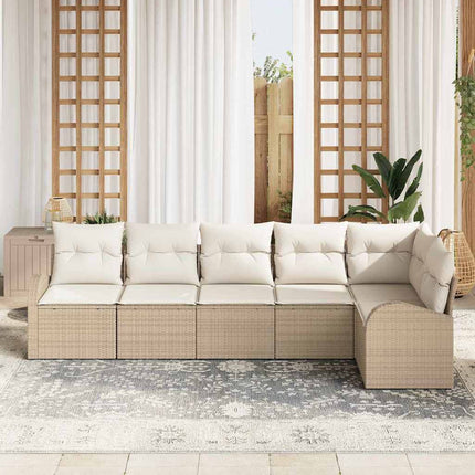 Havesofa Sæt 6 stk. Beige og hvid polyrattan
