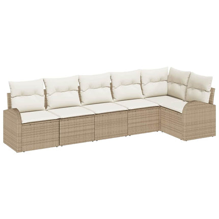Havesofa Sæt 6 stk. Beige og hvid polyrattan