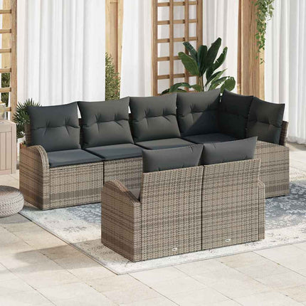 Havesofa Sæt 7 stk. Grå polyrattan