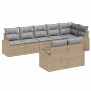 Havesofa Sæt med pude 8 pcs Beige og lys grå polyrattan