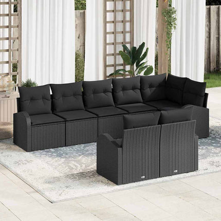 Havesofa Sæt 8 stk. Sort polyrattan