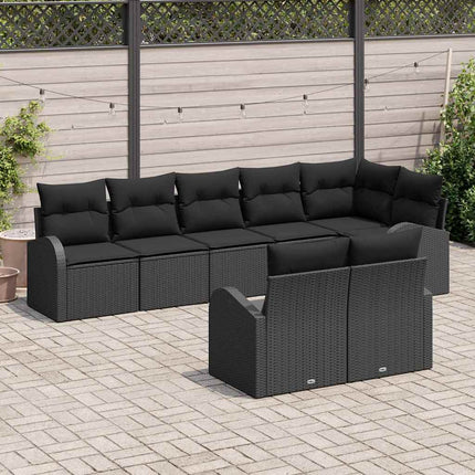 Havesofa Sæt 8 stk. Sort polyrattan