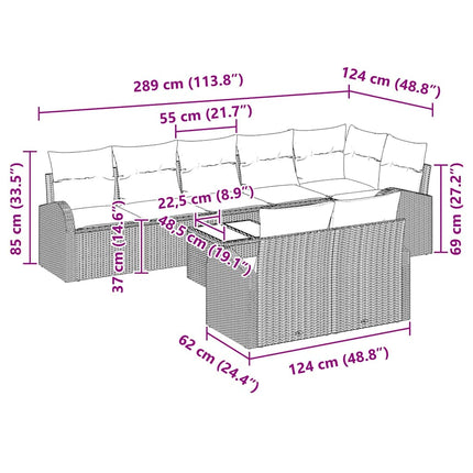 Havesofa Sæt 9 stk. Beige og hvid polyrattan