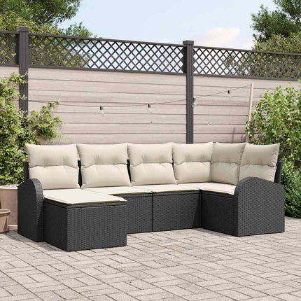 Sofa Sæt med pude med opbevaring 6 pcs Sort og Hvid polyrattan