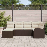 Sofa Sæt med pude med opbevaring 6 pcs Brun og hvid polyrattan
