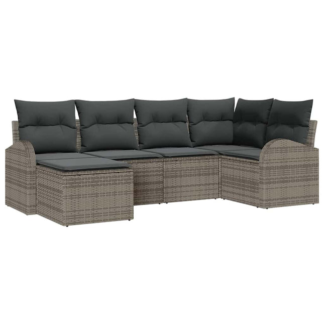 Sofa Sæt med pude med opbevaring 6 pcs Grå polyrattan
