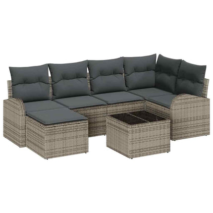 Sofa Sæt med pude med opbevaring 7 pcs Grå polyrattan