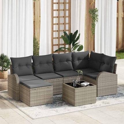Sofa Sæt 7 stk. Lysegrå polyrattan