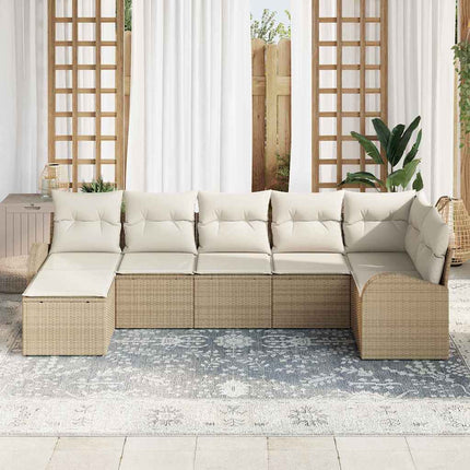 Sofa Sæt med pude med opbevaring 7 pcs Beige polyrattan