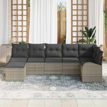 Sofa Sæt med pude med opbevaring 7 pcs Lysegrå polyrattan