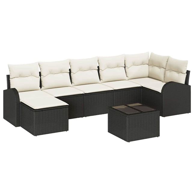 Sofa Sæt med pude med opbevaring 8 pcs Sort polyrattan