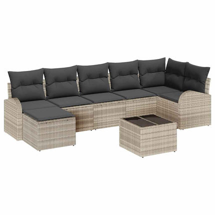 Sofa Sæt 8 stk. Lysegrå polyrattan