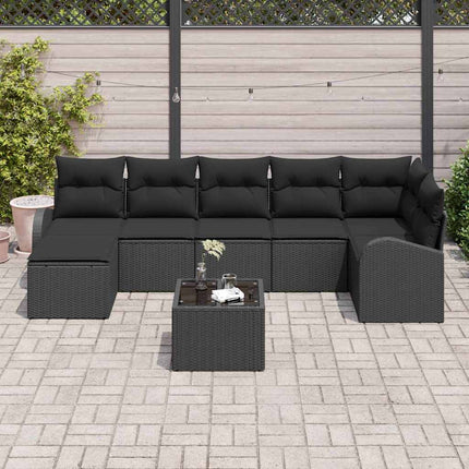 Sofa Sæt med pude med opbevaring 8 pcs Sort polyrattan