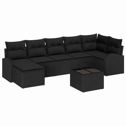 Sofa Sæt med pude med opbevaring 8 pcs Sort polyrattan