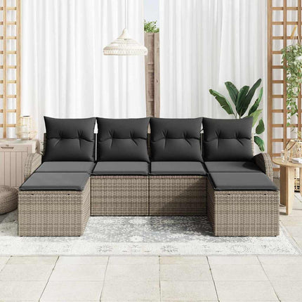 Sofa Sæt med pude med opbevaring 6 pcs Grå polyrattan