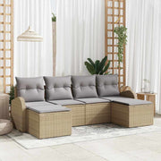 Sofa Sæt med pude 6 pcs Beige og lysegrå polyrattan
