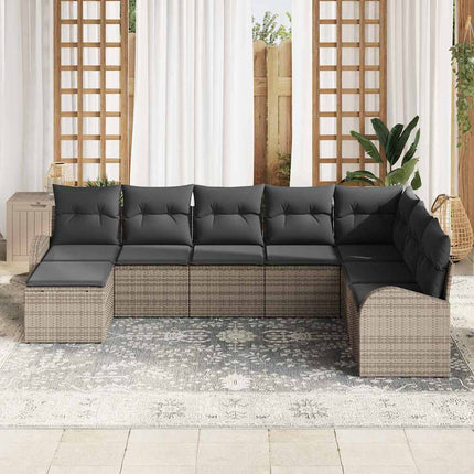 Sofa Sæt med pude med opbevaring 8 pcs Grå polyrattan