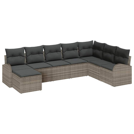 Sofa Sæt med pude med opbevaring 8 pcs Grå polyrattan