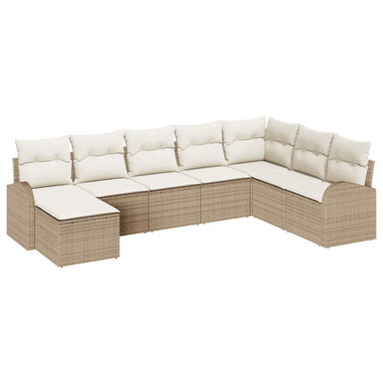 Sofa Sæt 8 stk. Beige og hvid polyrattan