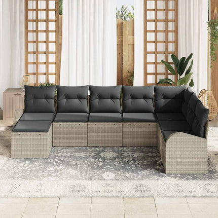 Sofa Sæt med pude med opbevaring 8 pcs Lysegrå polyrattan