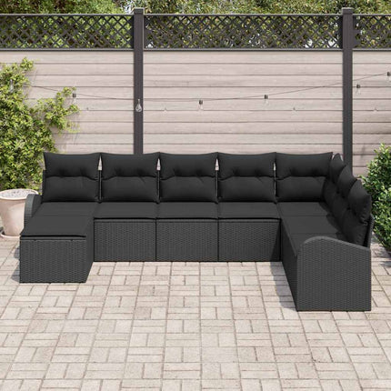 Sofa Sæt med pude med opbevaring 8 pcs Sort polyrattan