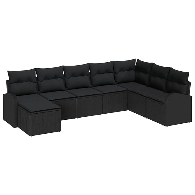 Sofa Sæt med pude med opbevaring 8 pcs Sort polyrattan