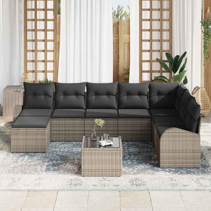 Sofa Sæt 9 stk. Grå polyrattan