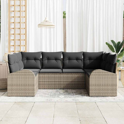 Havesofa Sæt 6 stk. Grå polyrattan