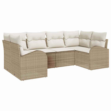 Havesofa Sæt 6 stk. Beige og hvid polyrattan