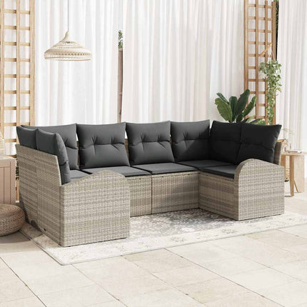 Havesofa Sæt 6 stk. Lysegrå polyrattan
